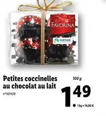 Lidl Petites Coccinelles Au Chocolat Au Lait Favorina offre