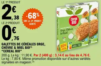 E.Leclerc "CEREAL BIO" galettes de céréales orge, chèvre & miel bio offre