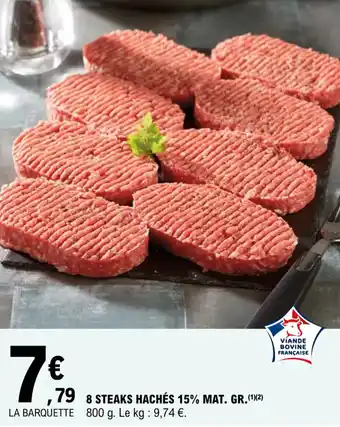 E.Leclerc 8 steaks hachés 15% mat. gr. offre