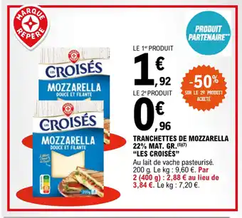 E.Leclerc "LES CROISÉS" tranchettes de mozzarella 22% mat. gr. offre
