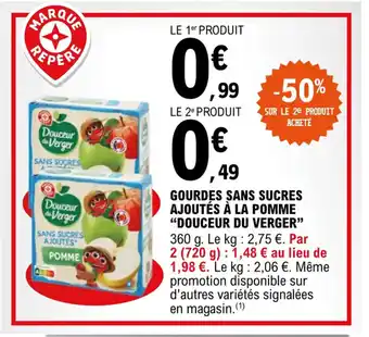E.Leclerc "DOUCEUR DU VERGER" gourdes sans sucres ajoutés à la pomme offre