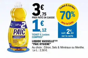 E.Leclerc "PAIC HYGIENE" liquide vaisselle offre
