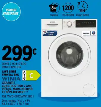 E.Leclerc Lave linge frontal 8kg offre