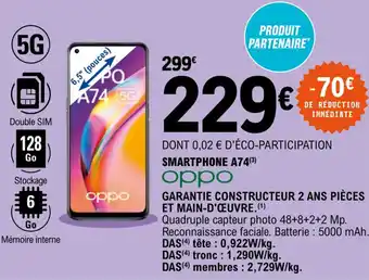 E.Leclerc OPPO smartphone A74 offre