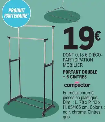 E.Leclerc Portant double + 6 cintres offre