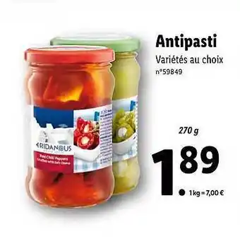Lidl Antipasti Eridanous offre