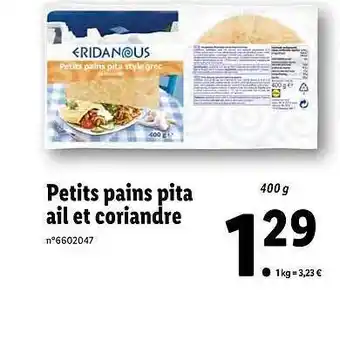 Lidl Petits Pains Pita Ail Et Coriandre offre