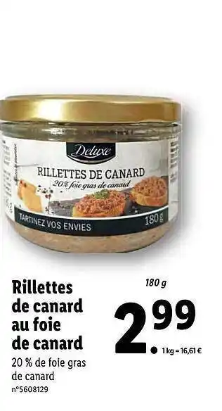 Lidl Rillettes de canard au foie de canard offre