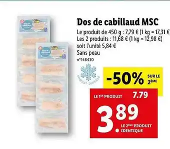 Lidl Dos De Cabillaud Msc offre