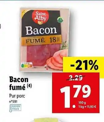 Lidl Bacon Fumé Saint Alby offre