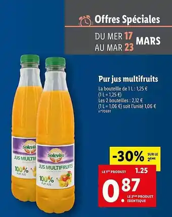 Lidl Pur Jus Multifruits Solevita offre