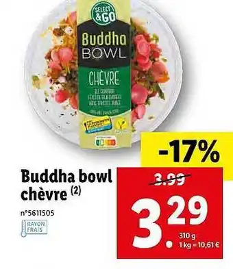 Lidl Buddha Bowl Chèvre Select & Go offre