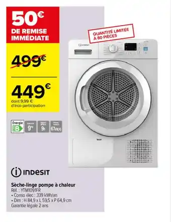 Carrefour Indesit Sèche-Linge Pompe à Chaleur offre