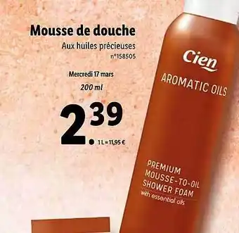 Lidl Mousse De Douche Cien offre