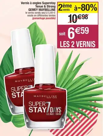 Cora x Carrefour Vernis à Ongles Superstay Tenue & Strong Gemet Maybelline offre