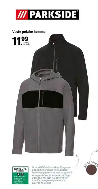 Lidl Veste Polaire Homme Parkside offre