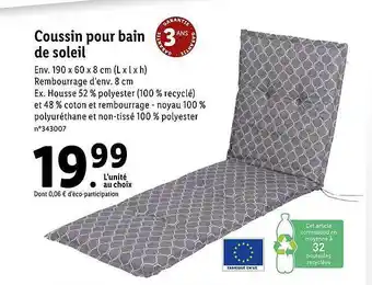Lidl Coussin Pour Bain De Soleil offre