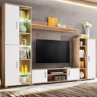 Rue du commerce Vidaxl meuble tv mural avec lumière led chêne sonoma et blanc offre
