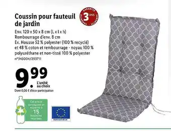 Lidl Coussin Pour Fauteuil De Jardin offre