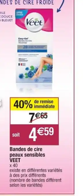 Cora x Carrefour Veet Bandes de Cire Peaux Sensibles offre