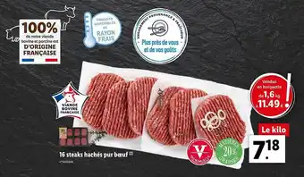 Lidl 16 Steaks Hachés Pur Bœuf offre