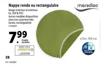 Lidl Nappe Ronde Ou Rectangulaire Meradiso offre