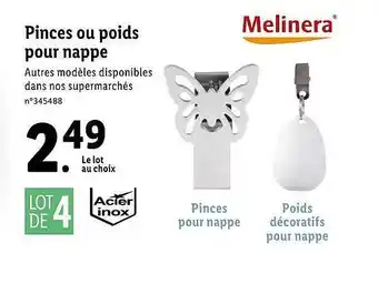 Lidl Pinces Ou Poids Pour Nappe Melinera offre