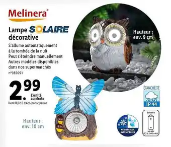 Lidl Lampe Solaire Décorative Melinera offre