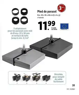 Lidl Pied De Parasol offre