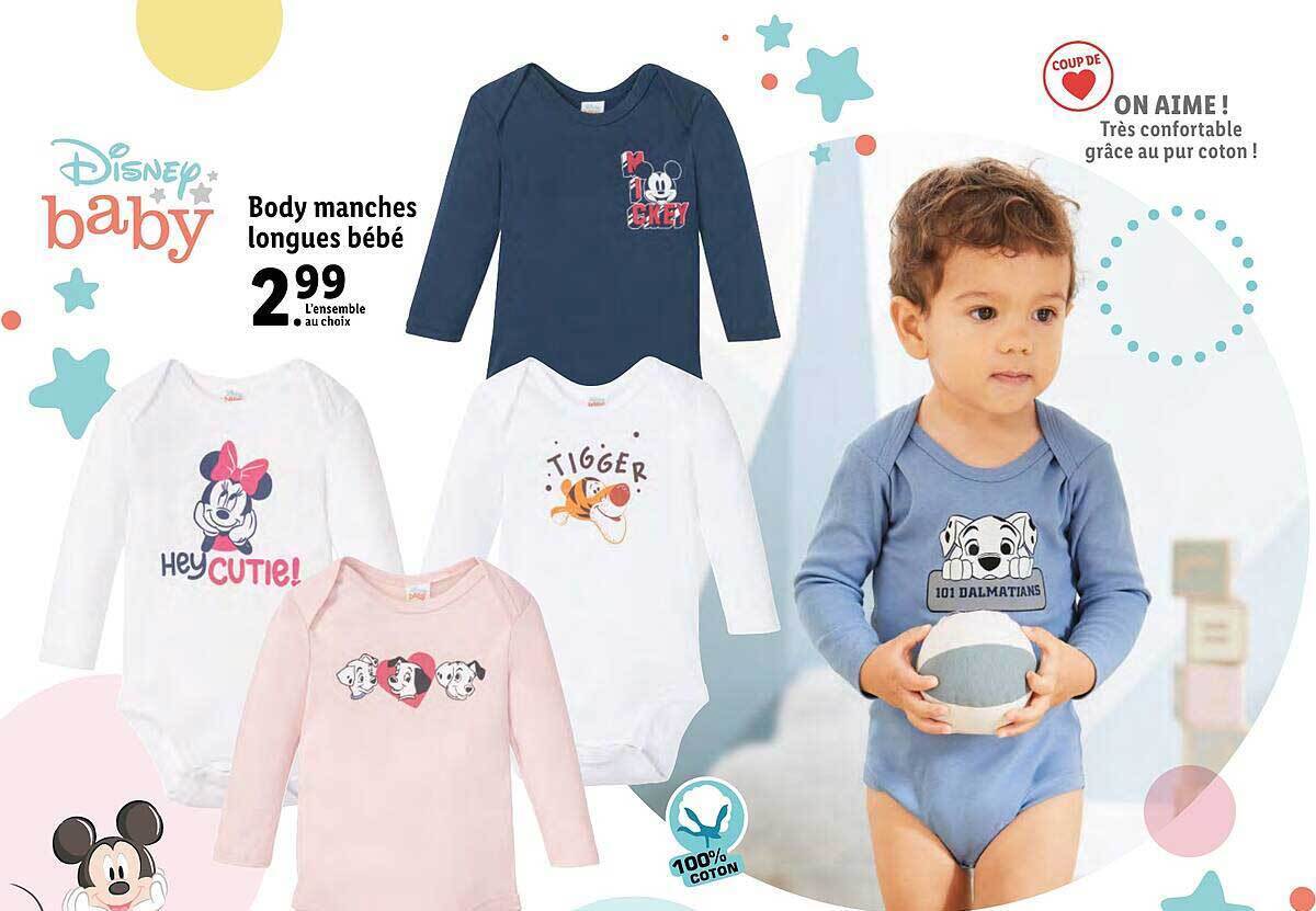 Promo Body Manches Longues Bebe Disney Baby Chez Lidl