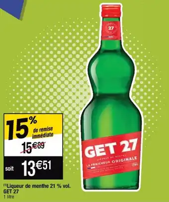 Cora x Carrefour GET 27 liqueur de menthe 21% vol. offre