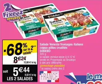 Cora x Carrefour SODEBO salade venezia fromages italiens coppa pâtes crudités offre