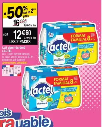Cora x Carrefour LACTEL lait demi-écrémé offre