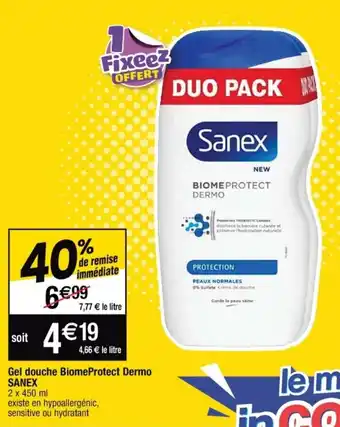 Cora x Carrefour SANEX gel douche biomeprotect dermo offre