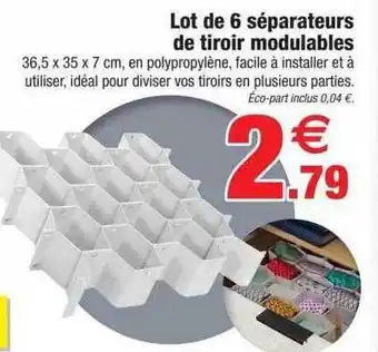 Bazarland Lot de 6 séparateurs de tiroir modulables offre
