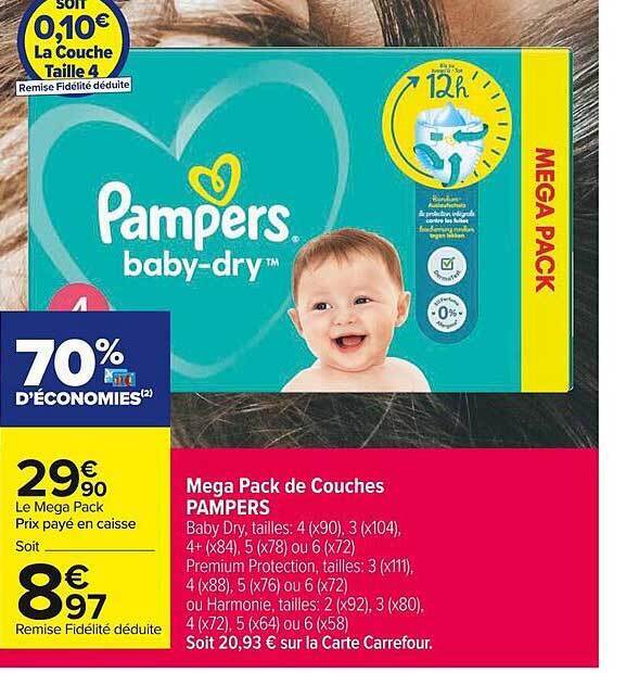 Promo Mega pack de couches pampers chez Carrefour Market