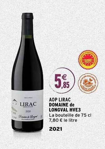Intermarché Aop lirac domaine de longval hve3 2021 offre
