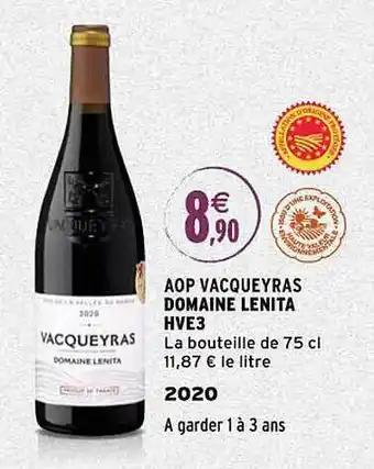 Intermarché Aop vacqueyras domaine lenita hve3 2020 offre