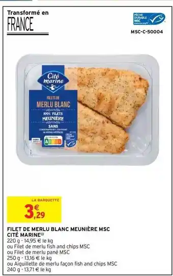 Intermarché Hyper Filet de merlu blanc meunière msc cité marine offre