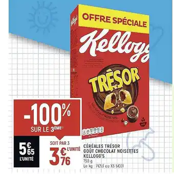 Spar Céréales trésor goût chocolat noisettes kellogg's offre