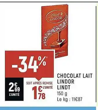 Spar Chocolat lait lindor lindt offre