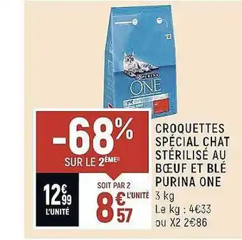 Spar Croquettes spécial chat stérilisé au boeuf et blé purina one offre