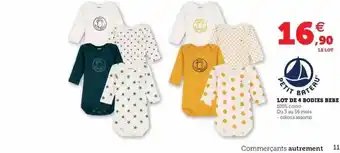 Super U Lot de 4 bodies bébé petit bateau offre