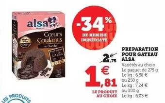 Super U Préparation pour gâteau alsa offre