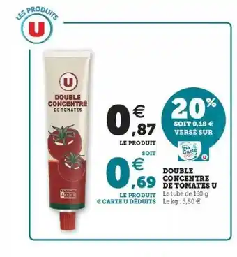 Super U Double concentré de tomates u offre