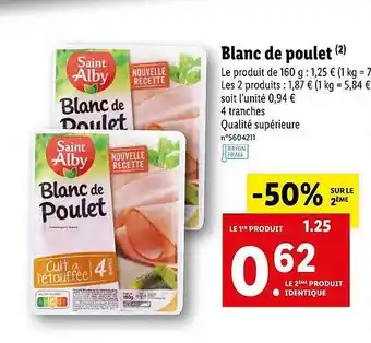 Lidl Blanc De Poulet Saint Alby offre