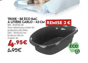 Animalis Trixie - Be éco Bac à Litière Carlo - 43 Cm offre