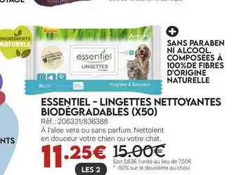 Essentiel - Lingettes Nettoyantes Biodégradables