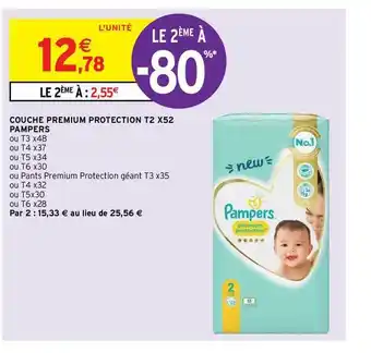 Intermarché Contact Couche Premium Protection T2 X52 Pampers offre