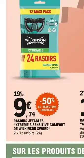 E.Leclerc Rasoirs Jetables Xtreme 3 Sentisive Comfort de Wikinson Sword offre